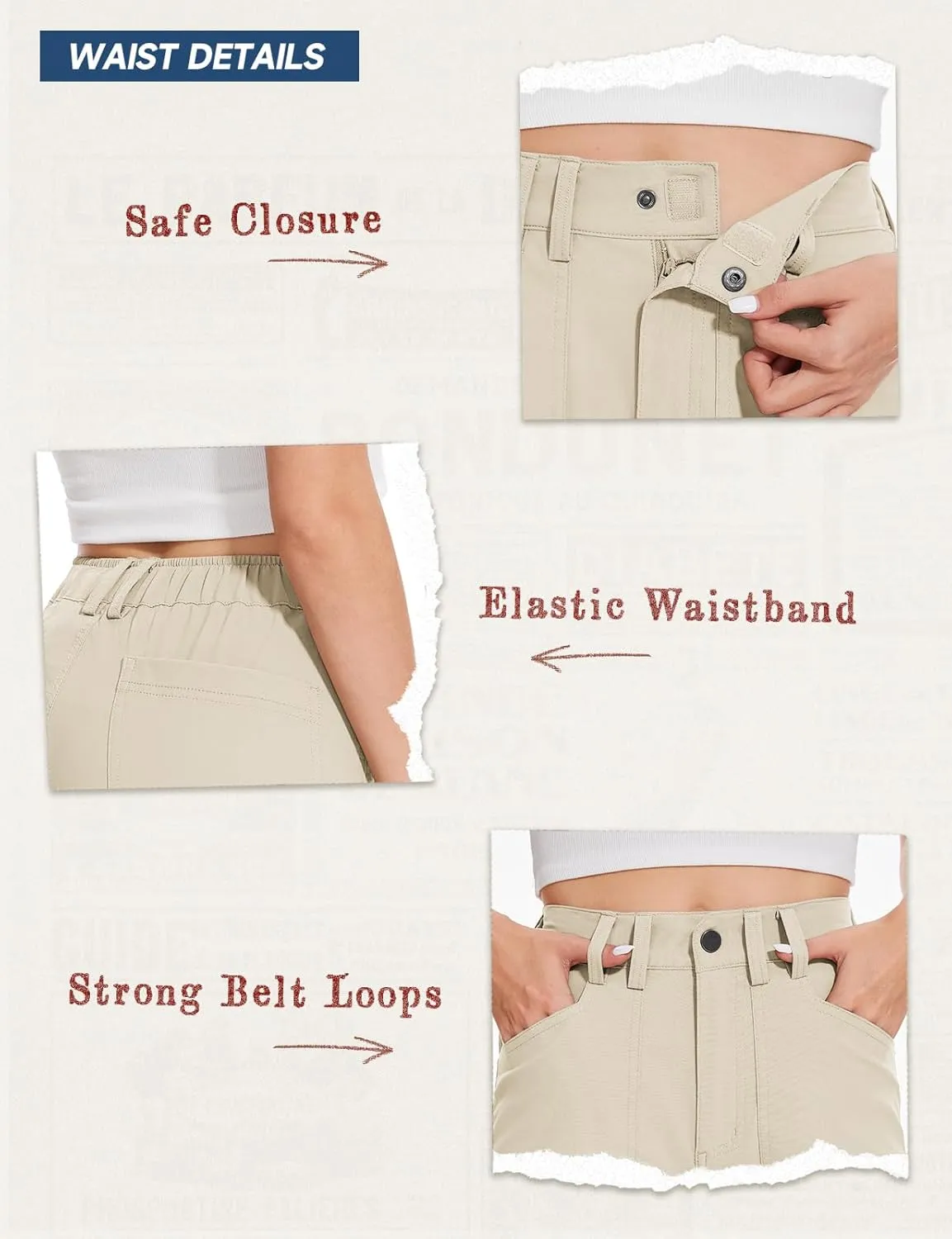 Moosehill Cargo Hiking Pants Women High Waisted Water Resistance Baggy Stretch Work Casual Travel Streetwear