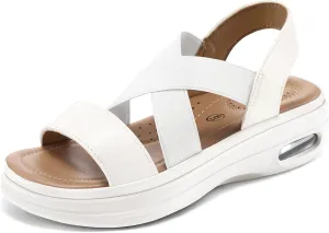 mysoft Women's Comfortable Walking Sandals Air Cushion Sport Slingback Elastic Band Platform Shoes