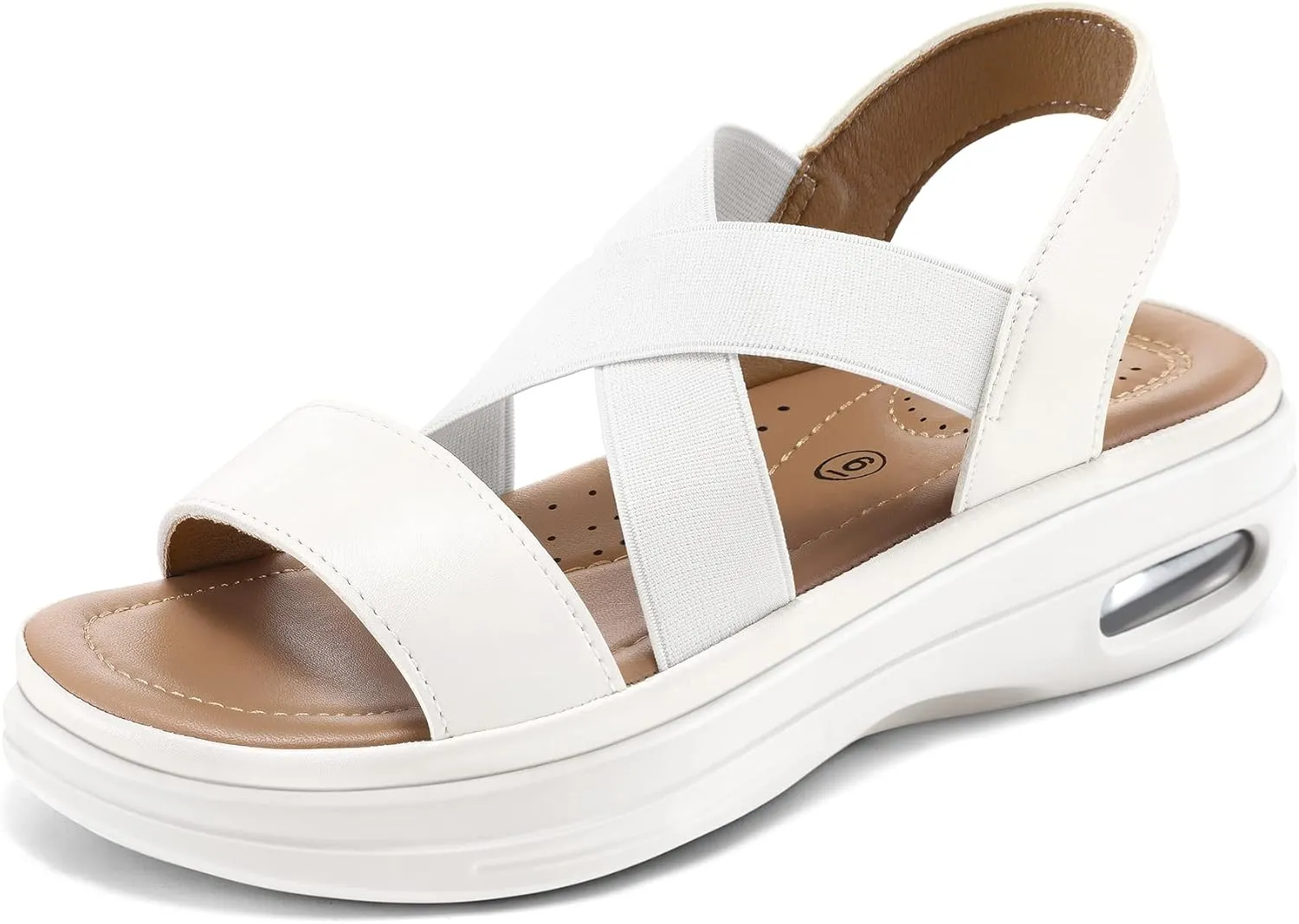 mysoft Women's Comfortable Walking Sandals Air Cushion Sport Slingback Elastic Band Platform Shoes