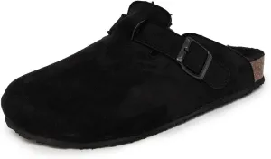 Nautica Women Mens Clogs Mules Vegan Suede Cork Footbed Buckle Sandals Comfort Potato Shoes with Arch Support (Faux Fur/Smooth)