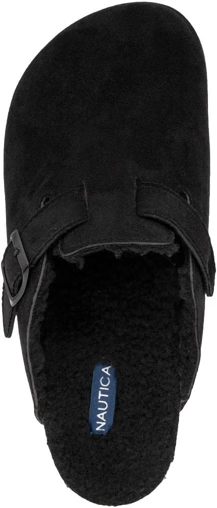 Nautica Women Mens Clogs Mules Vegan Suede Cork Footbed Buckle Sandals Comfort Potato Shoes with Arch Support (Faux Fur/Smooth)