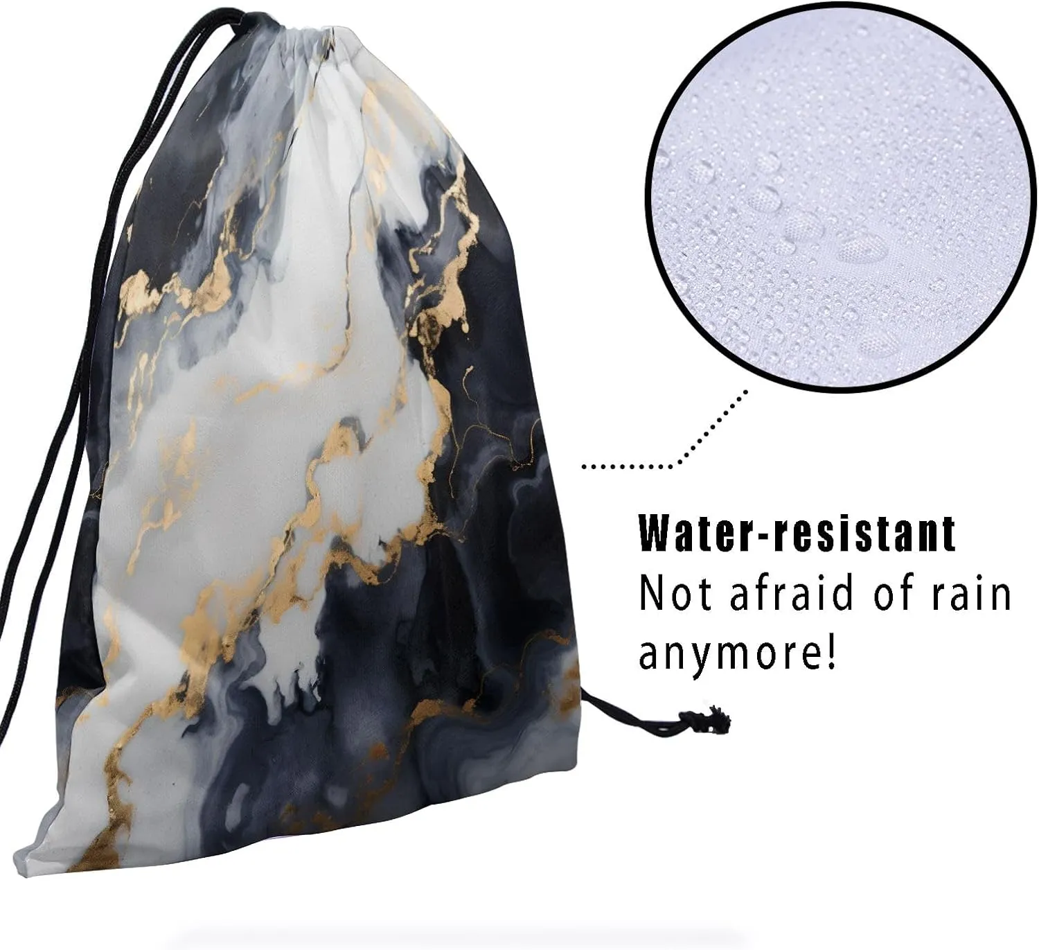 Nerxy Black White Marble Grip Bag - Marbling Drawstring Gymnastics Small Grip Bag Stone Texture Art Storage Bag for Personal Equipment