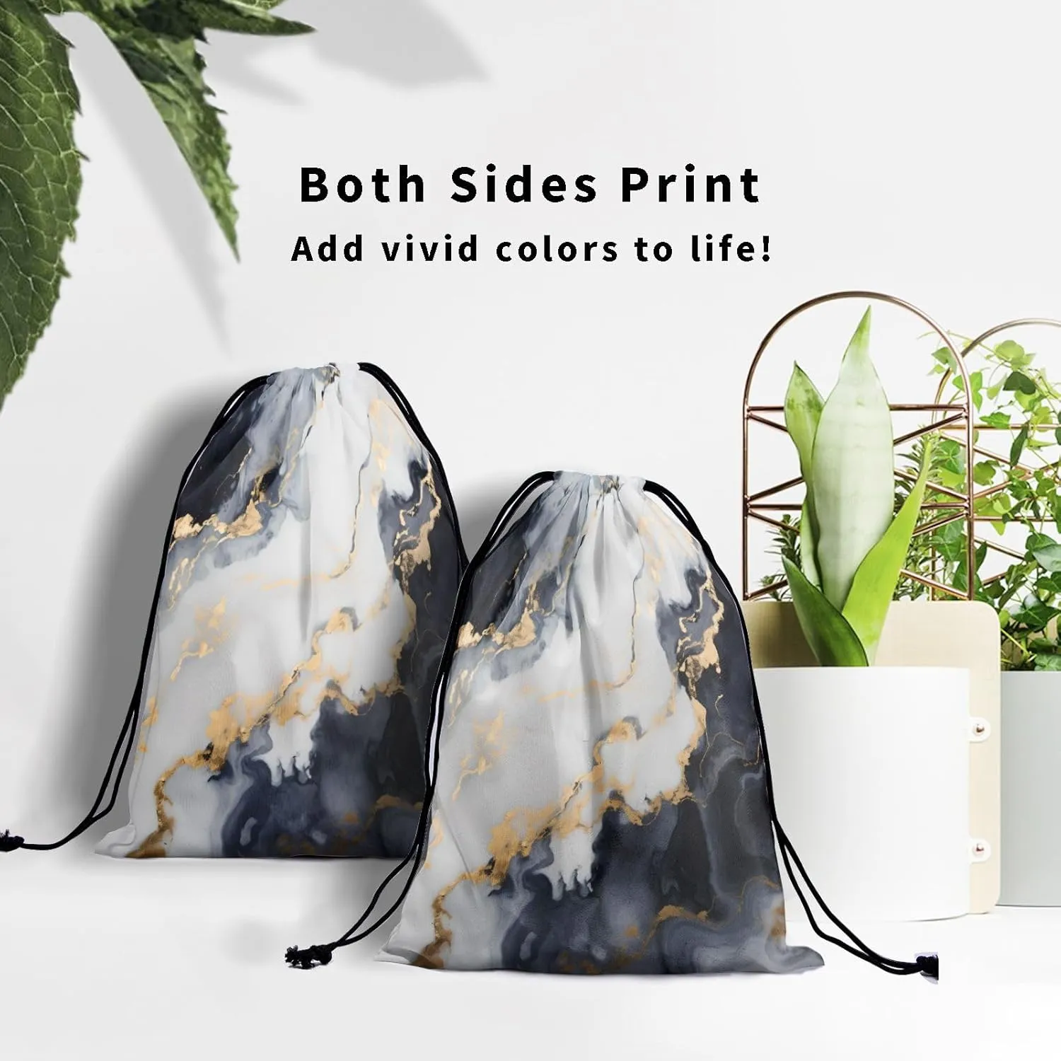 Nerxy Black White Marble Grip Bag - Marbling Drawstring Gymnastics Small Grip Bag Stone Texture Art Storage Bag for Personal Equipment