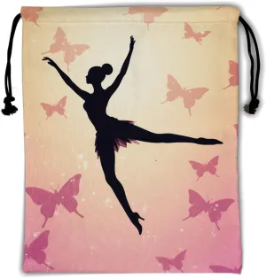 Nerxy Cute Dancer Gymnastics Grip Bag - Butterfly Grip Bag Gymnasts Gym Bag Butterflies Drawstring Gift Bag Gym Storage Pouch for Sports Party Favors