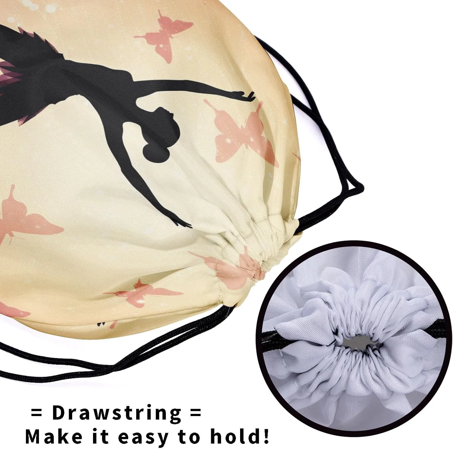 Nerxy Cute Dancer Gymnastics Grip Bag - Butterfly Grip Bag Gymnasts Gym Bag Butterflies Drawstring Gift Bag Gym Storage Pouch for Sports Party Favors