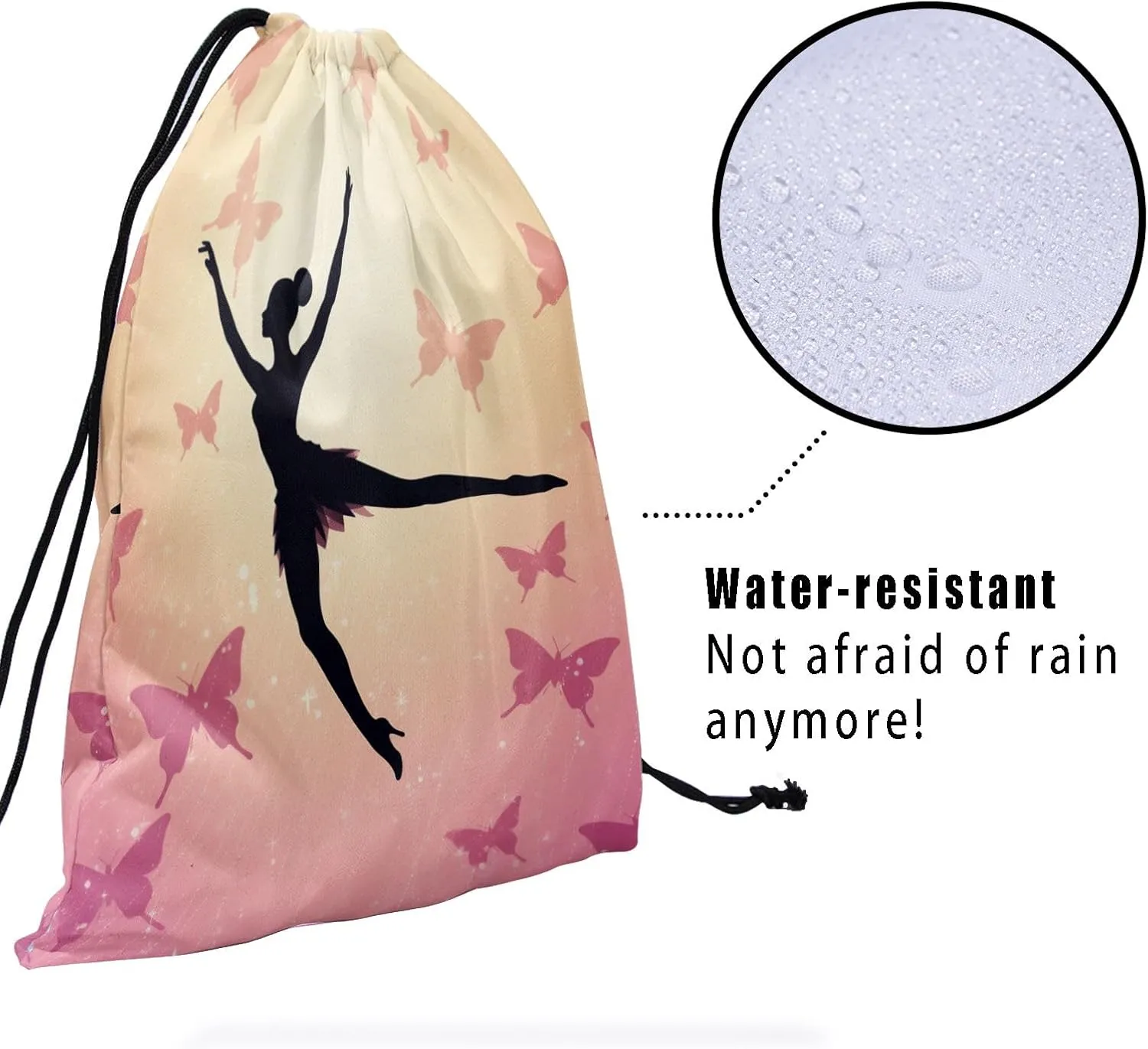 Nerxy Cute Dancer Gymnastics Grip Bag - Butterfly Grip Bag Gymnasts Gym Bag Butterflies Drawstring Gift Bag Gym Storage Pouch for Sports Party Favors