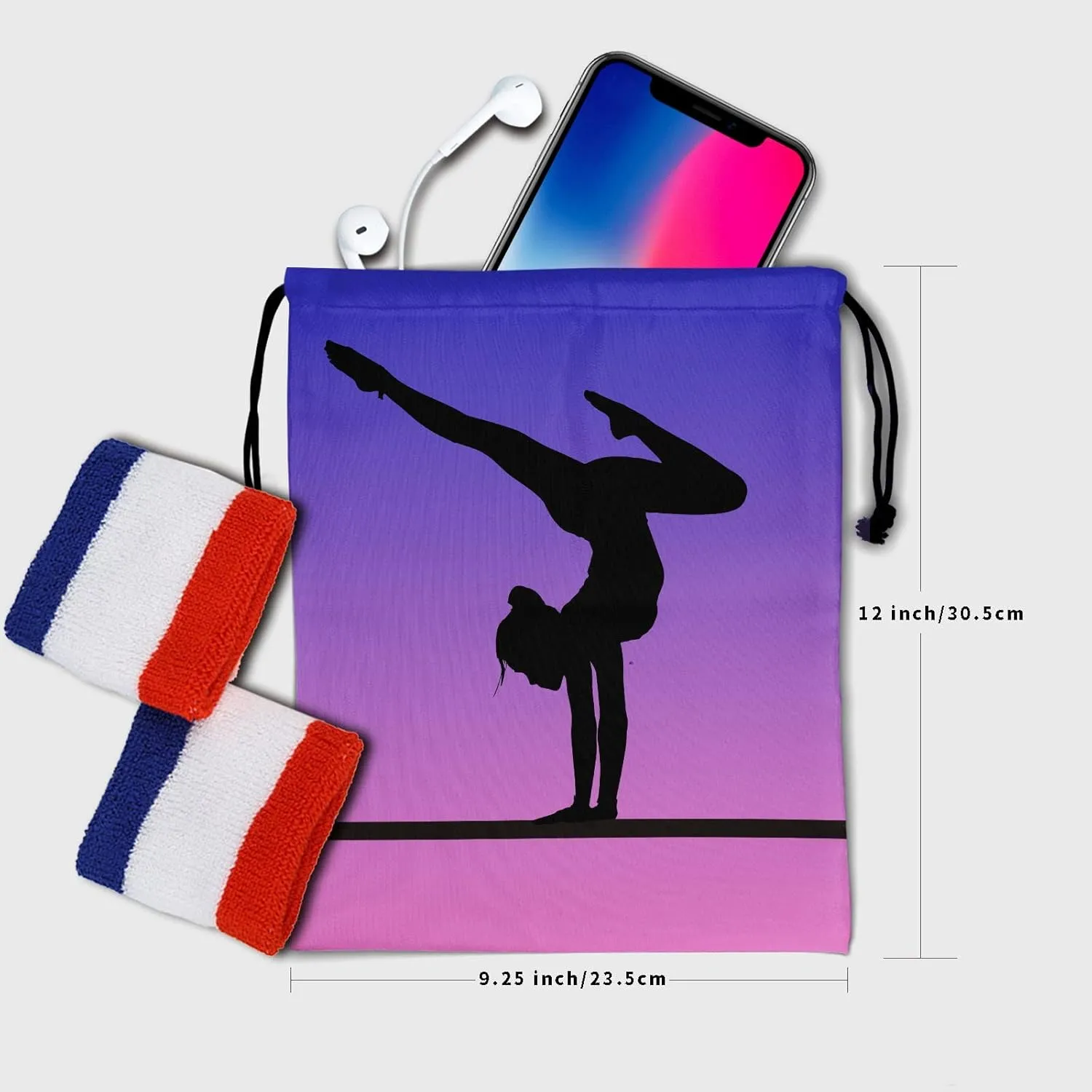 Nerxy Pink Purple Gymnastics Grip Bag - Cute Gym Bags for Gymnasts, Adjustable for Personal Equipment