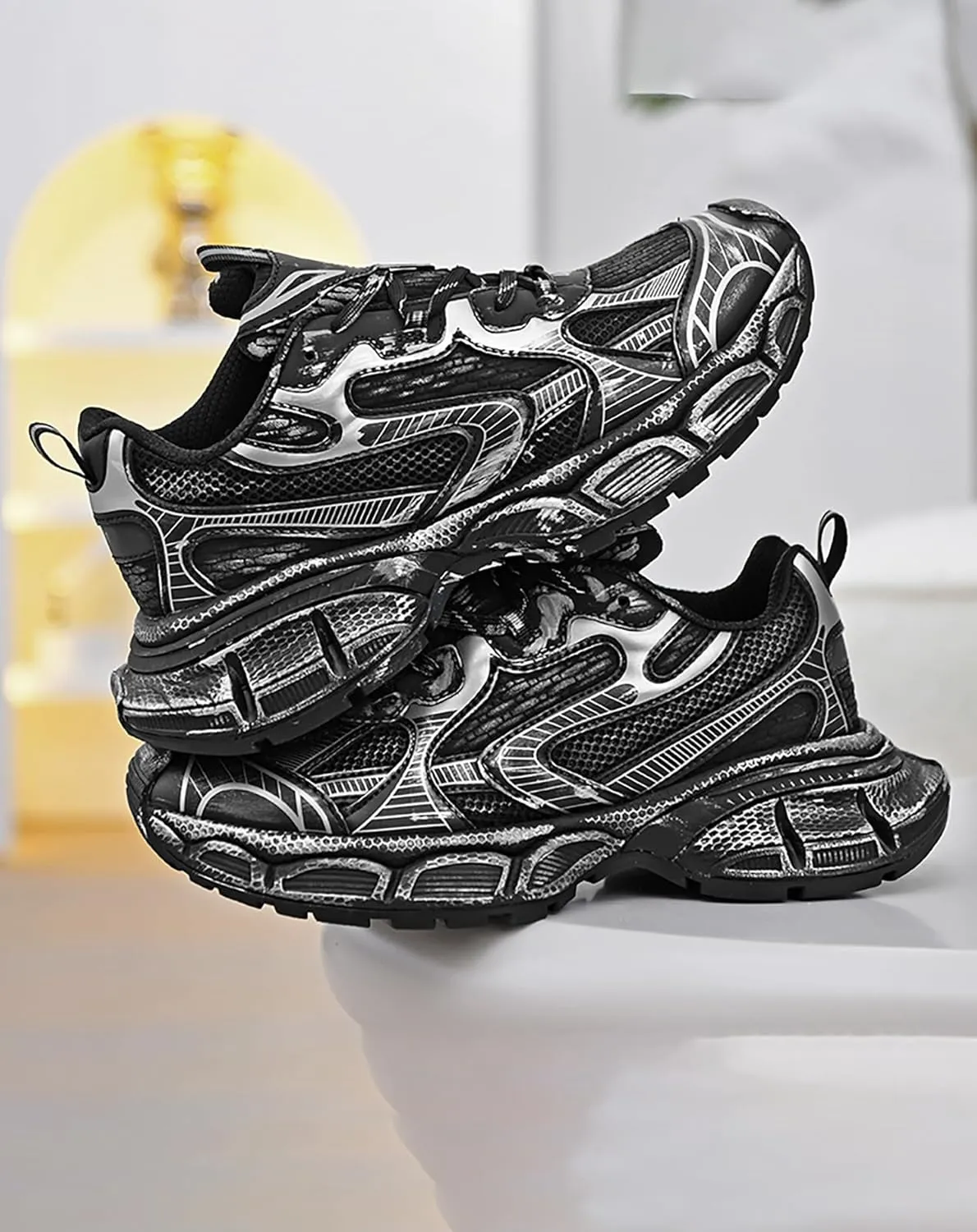 Niepce Inc Streetwear Mid Top Fashion Chunky Sneakers for Men