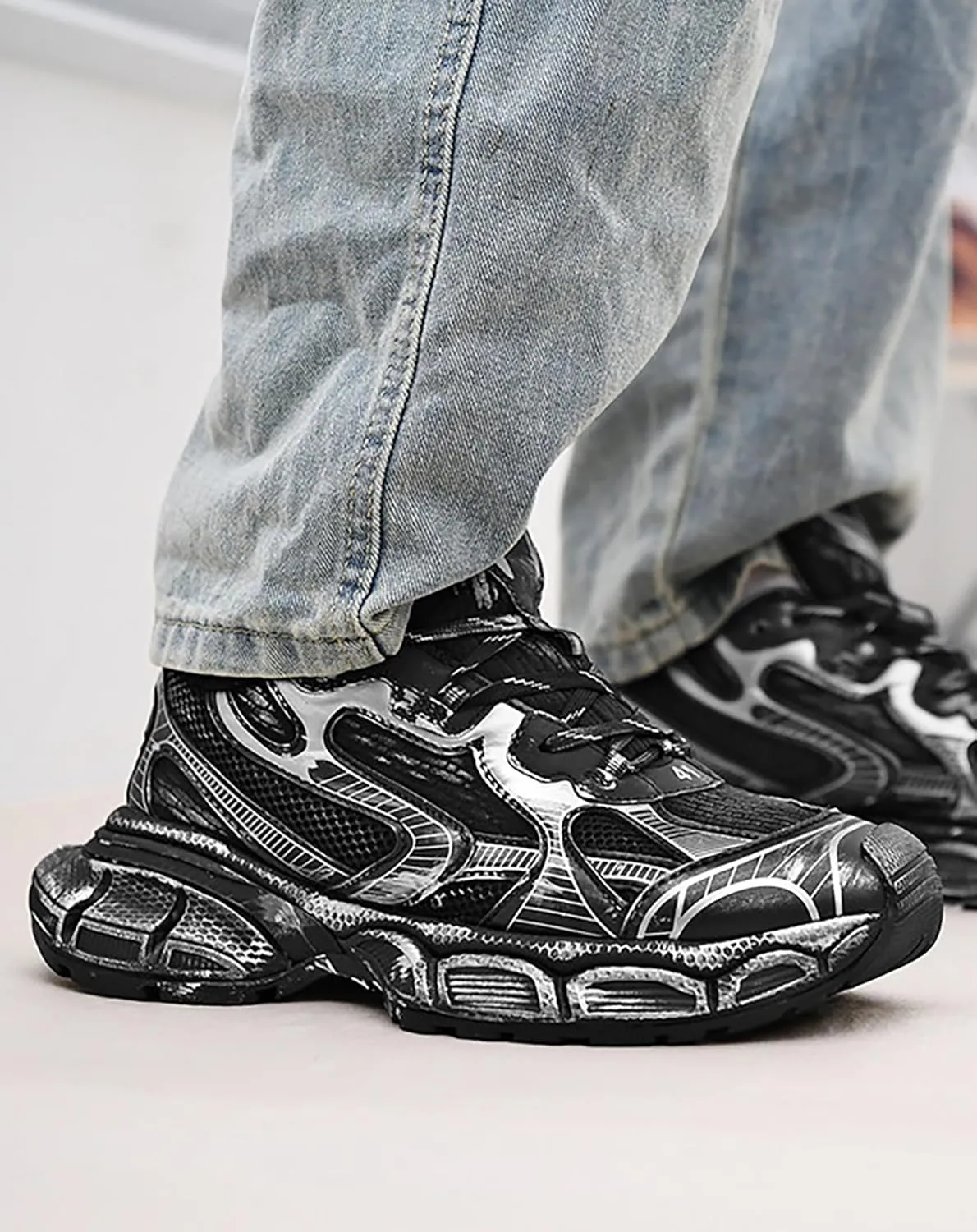 Niepce Inc Streetwear Mid Top Fashion Chunky Sneakers for Men