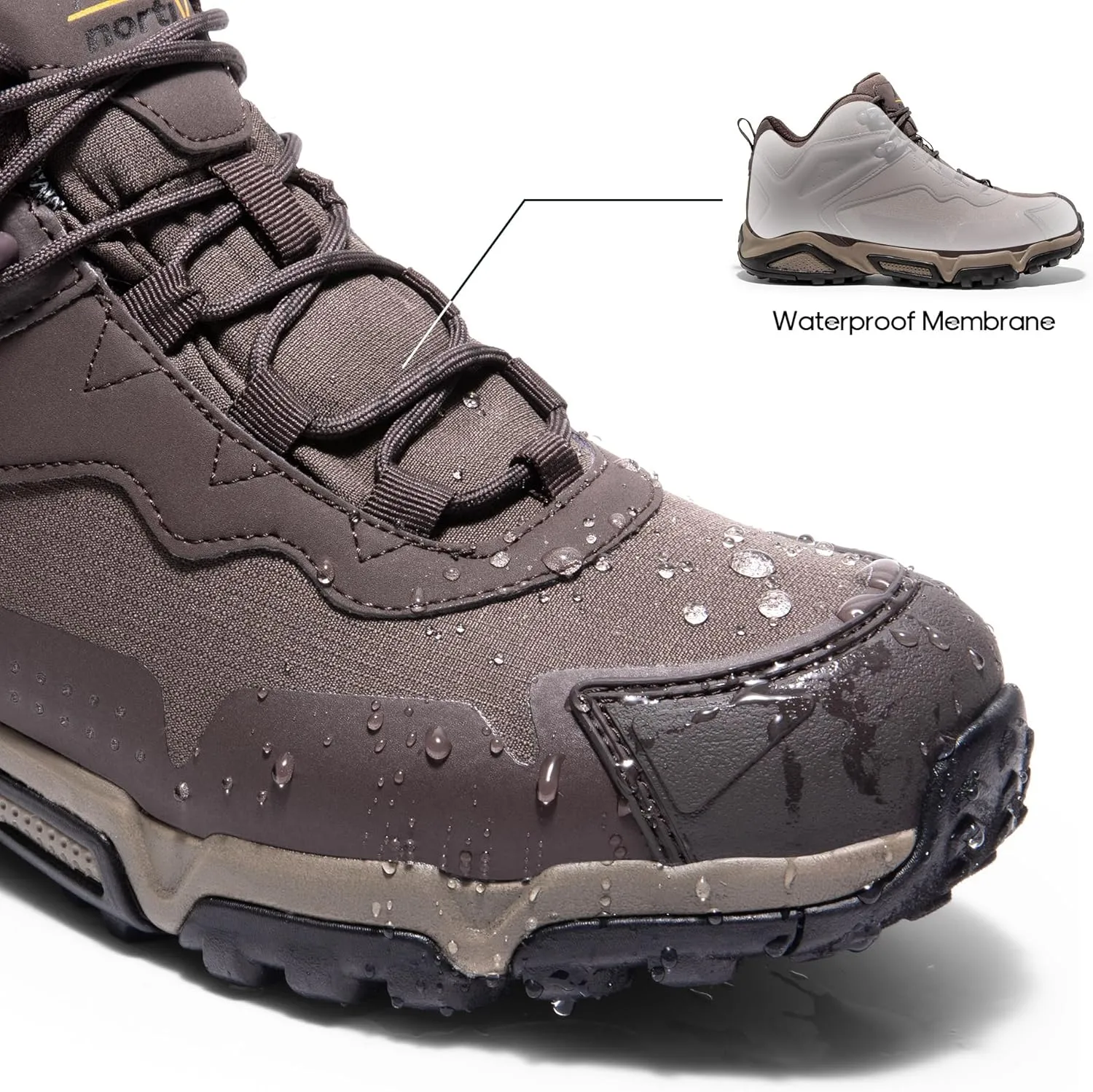 NORTIV 8 Men's Waterproof Hiking Boots Lightweight Mid Ankle Trekking Trails Outdoor Boots
