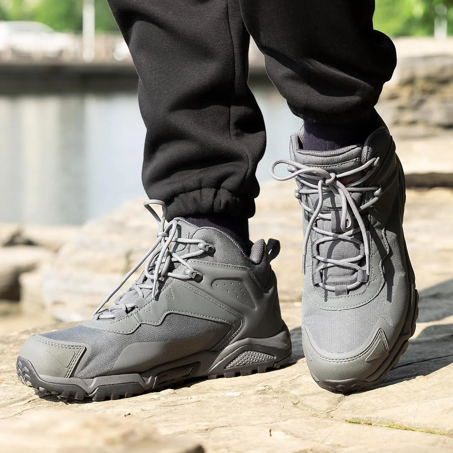 NORTIV 8 Men's Waterproof Hiking Boots Lightweight Mid Ankle Trekking Trails Outdoor Boots