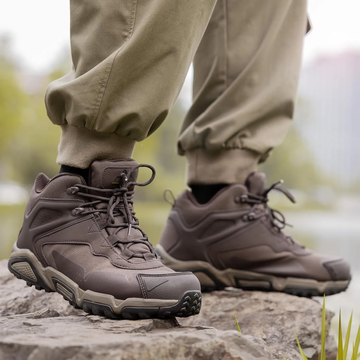 NORTIV 8 Men's Waterproof Hiking Boots Lightweight Mid Ankle Trekking Trails Outdoor Boots