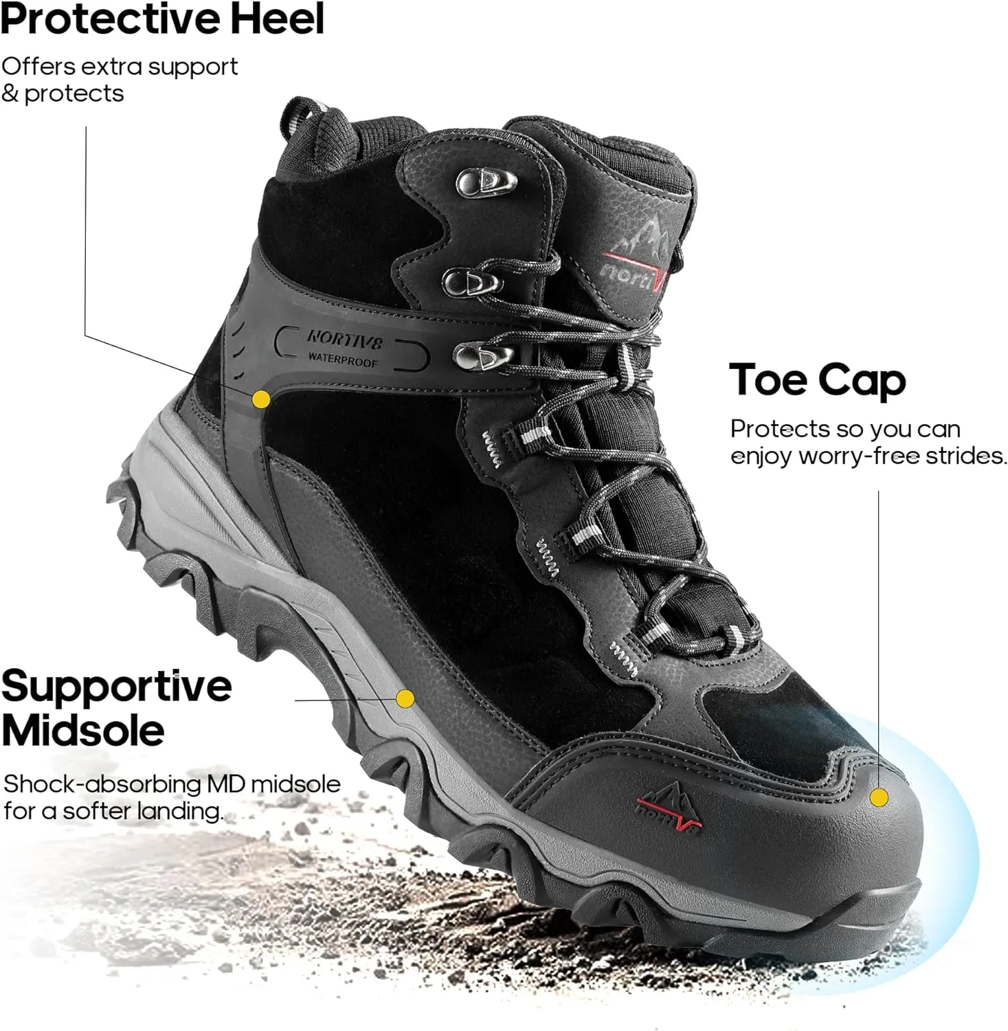 NORTIV 8 Men's Waterproof Hiking Boots Outdoor Mid Trekking Lightweight Mountaineering Shoes Paladin