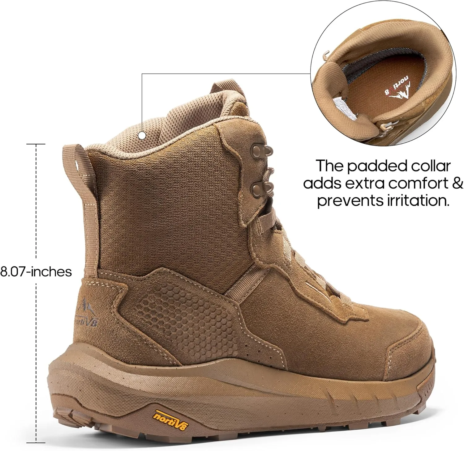 NORTIV 8 Men's Waterproof Tactical Work Boots Cushion Sole Lightweight Leather Combat Boots with Arch Support Non-Slip Military Motorcycle Hiking Boots HydroRange