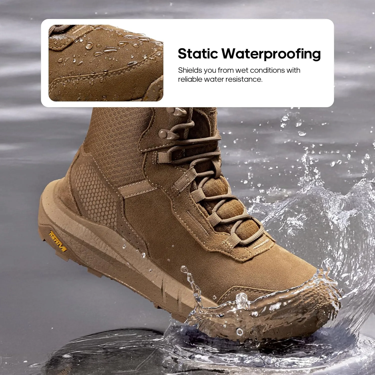 NORTIV 8 Men's Waterproof Tactical Work Boots Cushion Sole Lightweight Leather Combat Boots with Arch Support Non-Slip Military Motorcycle Hiking Boots HydroRange