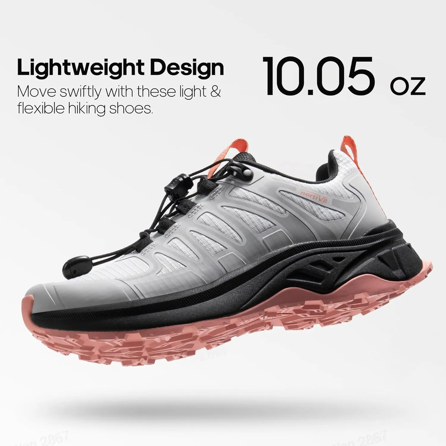 NORTIV 8 Women's Quick Laces Hiking Shoes, Lightweight Trail Running Sneakers for Walking, Outdoors, Trekking, Camping
