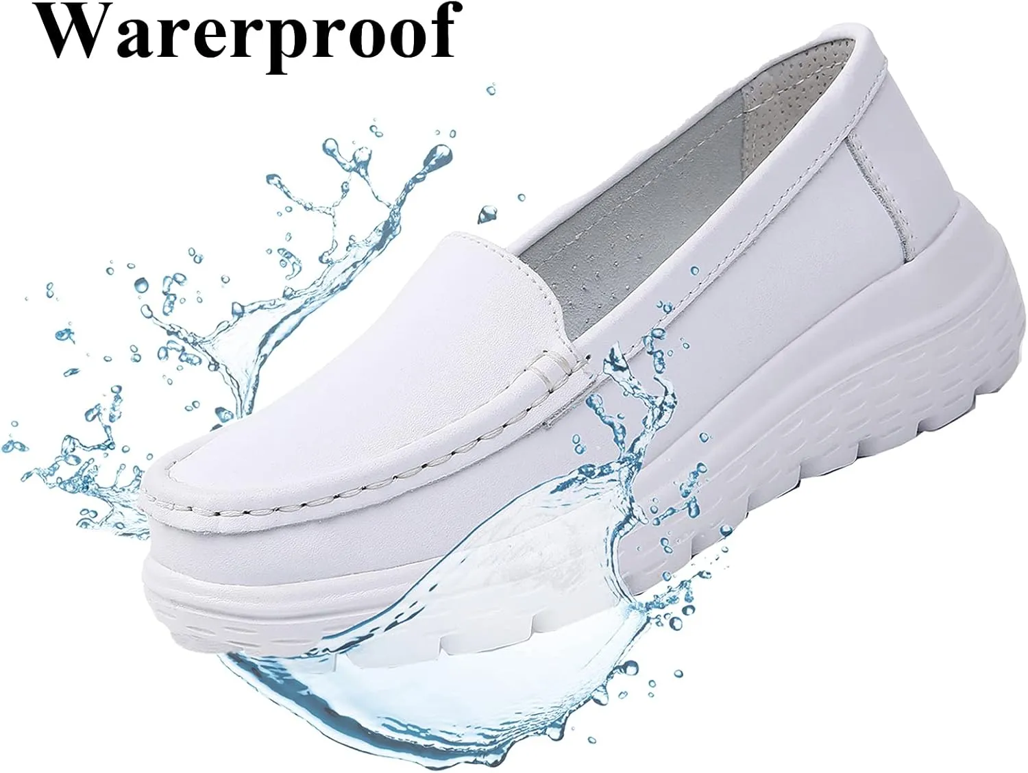 Nurse Shoes Women Nursing Work Healthcare Slip Resistant Breathable Restaurant Food Service Lightweight Leather Loafers