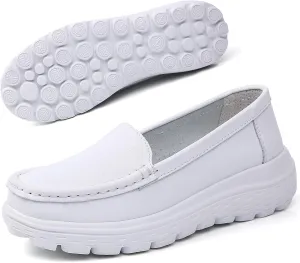Nurse Shoes Women Nursing Work Healthcare Slip Resistant Breathable Restaurant Food Service Lightweight Leather Loafers