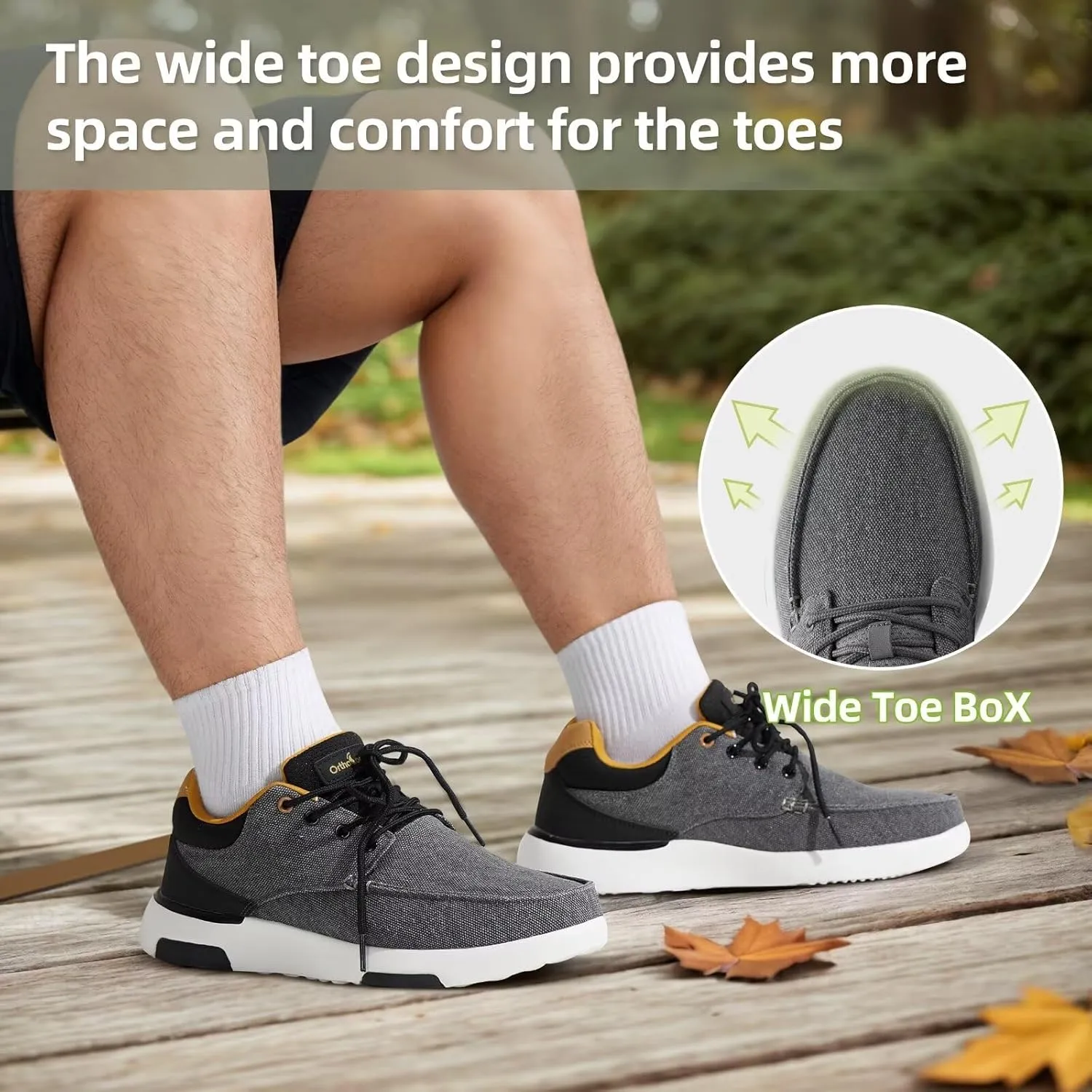 OrthoComfoot Men's Orthopedic Walking Shoes with Arch Support: Comfortable Casual Plantar Fasciitis Shoes for Flat Feet, Adjustable Cushion Orthotic Fashion Sneakers for Foot and Heel Pain