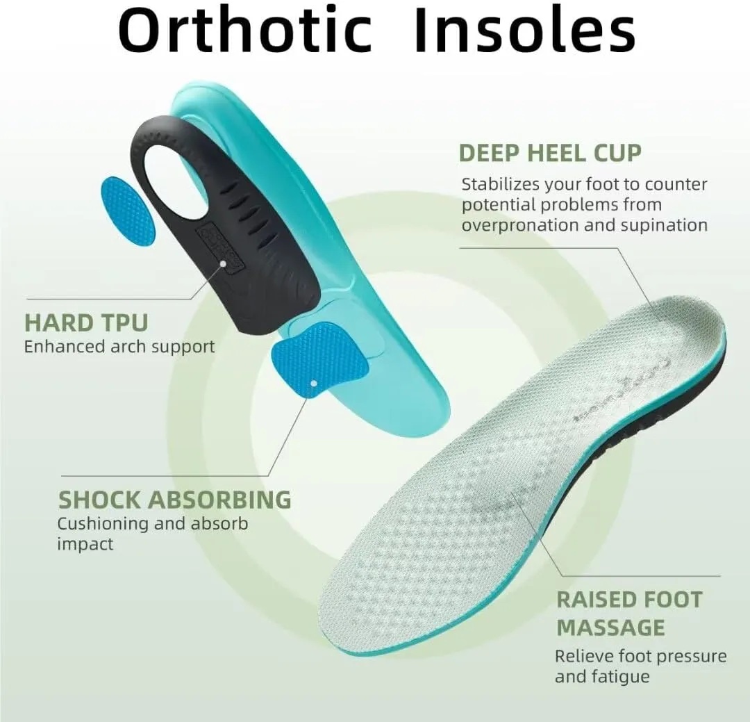 OrthoComfoot Men's Orthopedic Walking Shoes with Arch Support: Comfortable Casual Plantar Fasciitis Shoes for Flat Feet, Adjustable Cushion Orthotic Fashion Sneakers for Foot and Heel Pain