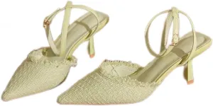 Package Sandals Female Pointed Back Hollow A Word Buckle with High Heels with Cheongsam 6.5cm