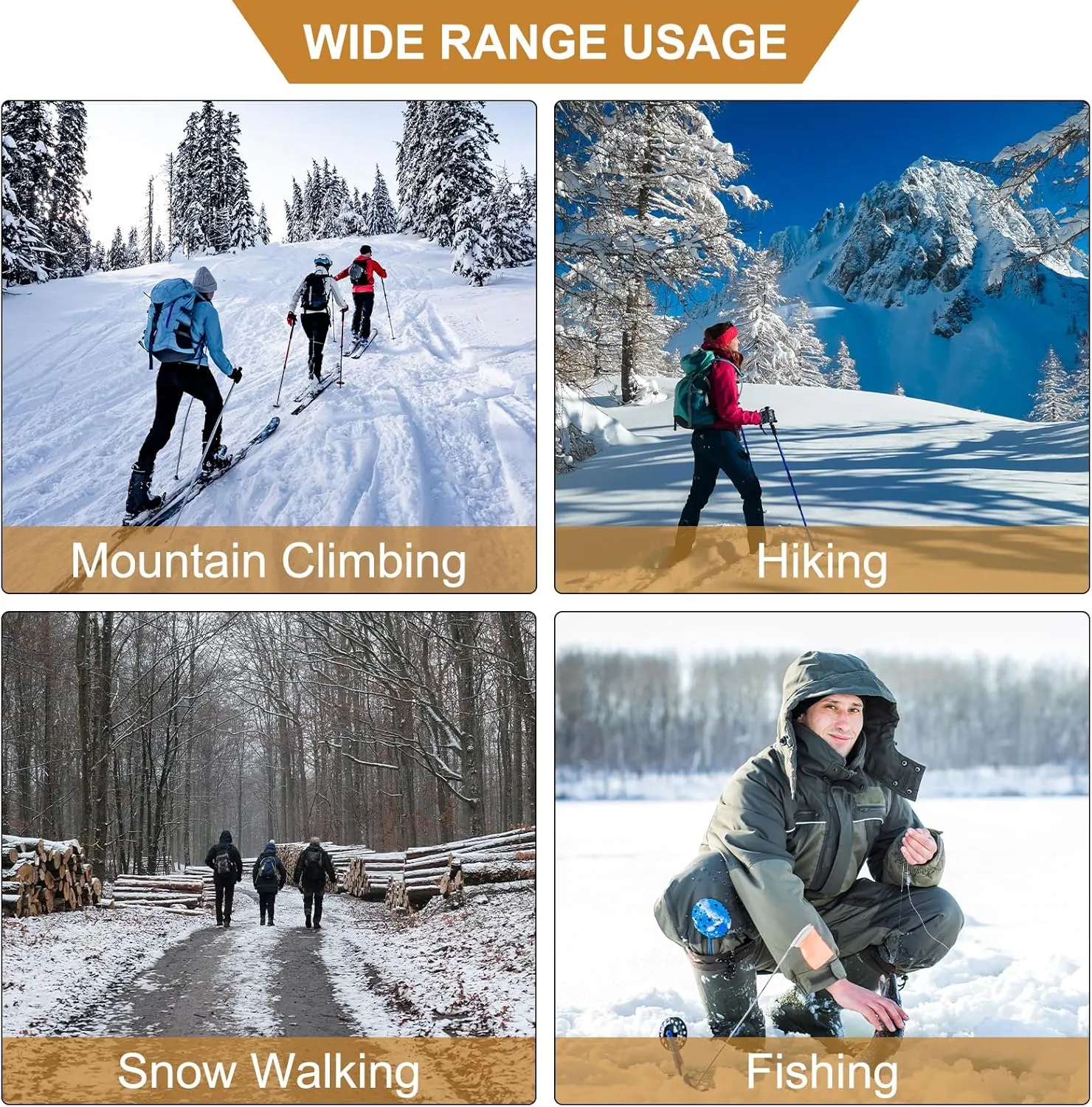 PATIKIL Non-Slip Spikes, Ice Grippers Traction Cleats with 5 Steel Studs Cleats Snow Shoe Spikes Grip