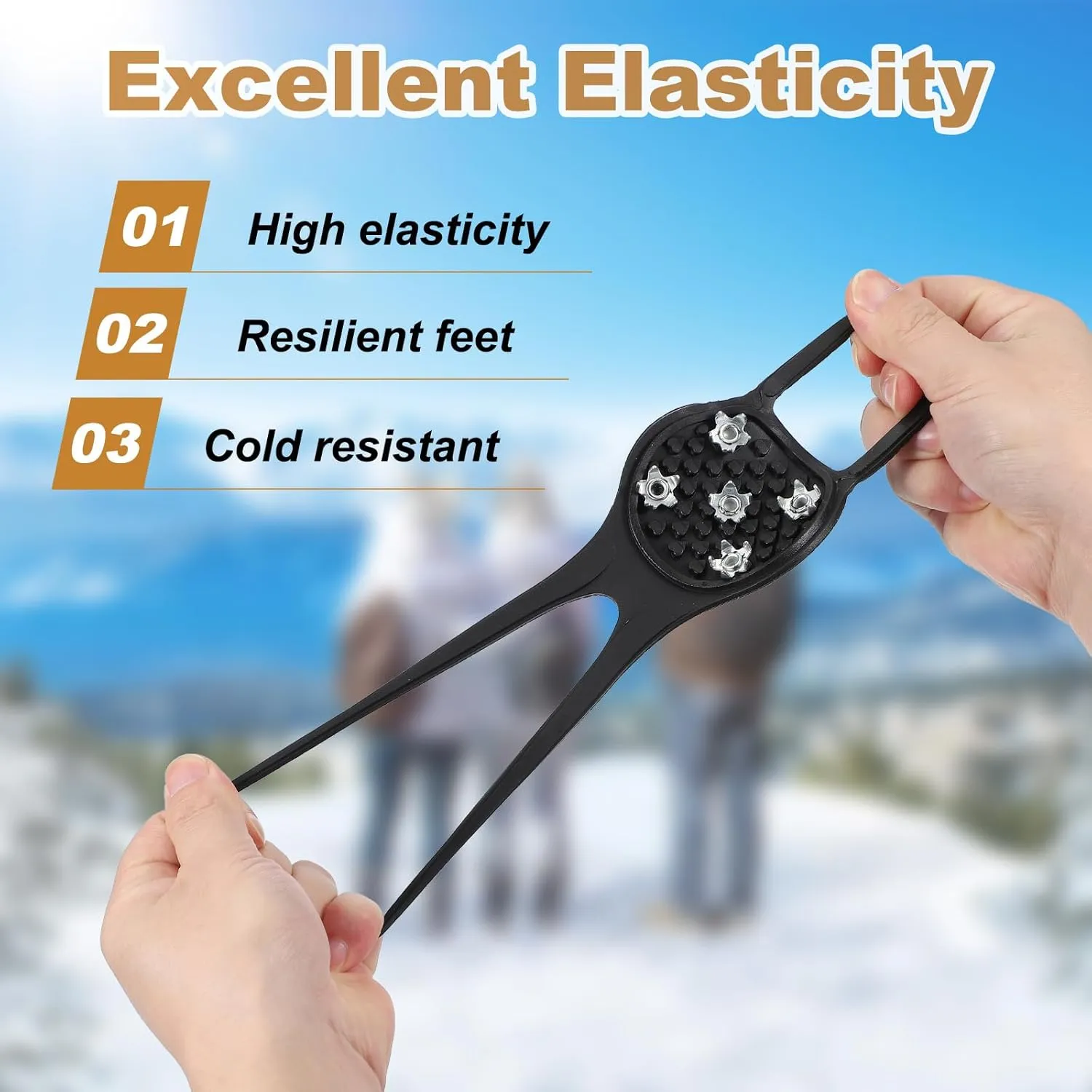 PATIKIL Non-Slip Spikes, Ice Grippers Traction Cleats with 5 Steel Studs Cleats Snow Shoe Spikes Grip