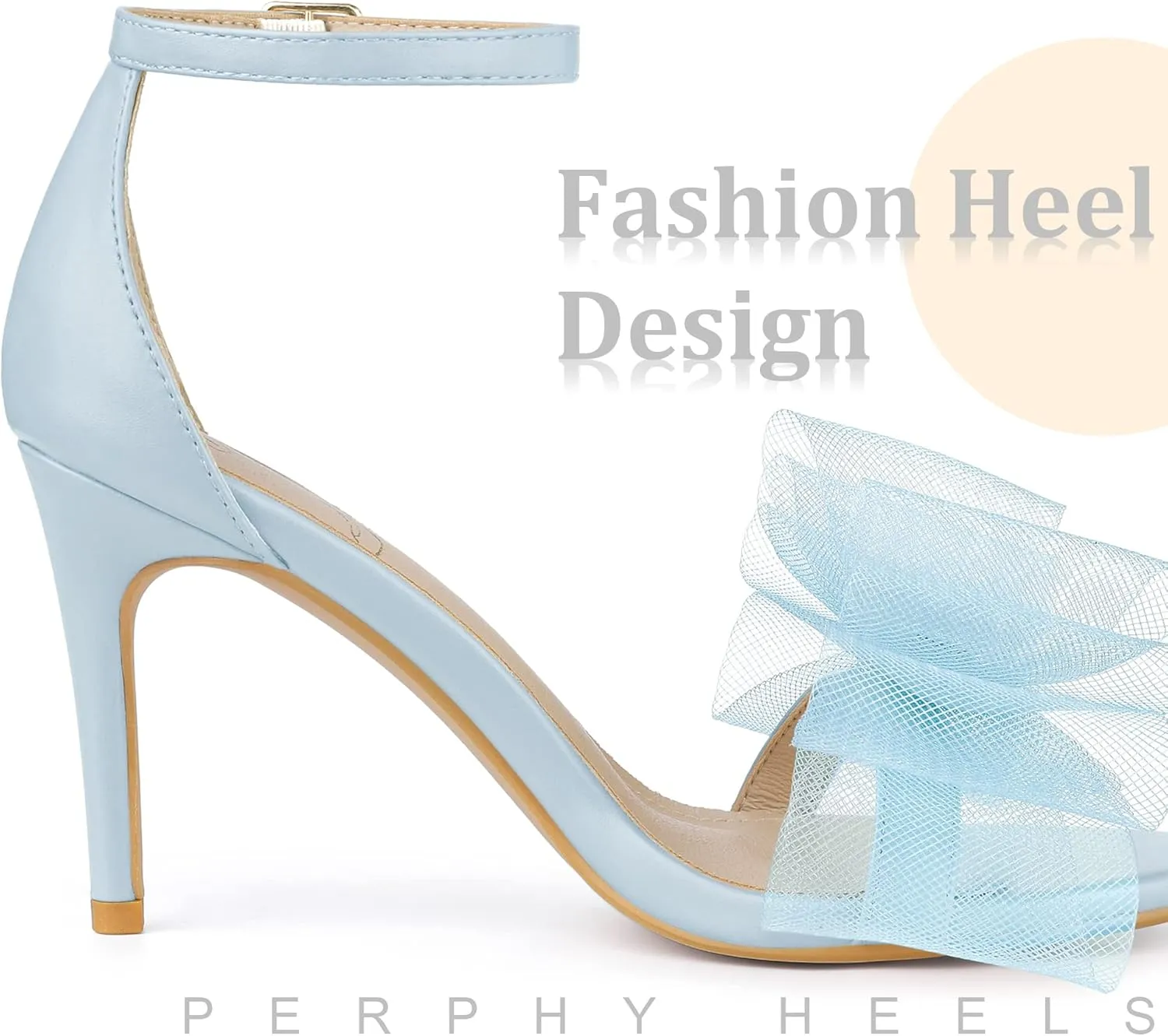 Perphy Open Toe High Heels Ankle Strap Bow Tie Stiletto Heel Sandals for Women