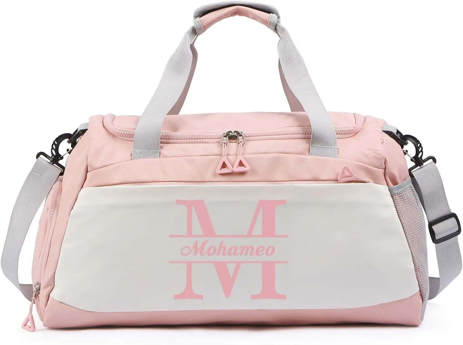 Personalized Duffel Bag with Name, Travel Duffel with Wet Pocket & Shoe Compartment, Sport Gym Bags for Women/Men, Overnight Bag for Traveling and Sports Enthusiasts (Style 1-Pink)