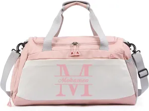 Personalized Duffel Bag with Name, Travel Duffel with Wet Pocket & Shoe Compartment, Sport Gym Bags for Women/Men, Overnight Bag for Traveling and Sports Enthusiasts (Style 1-Pink)