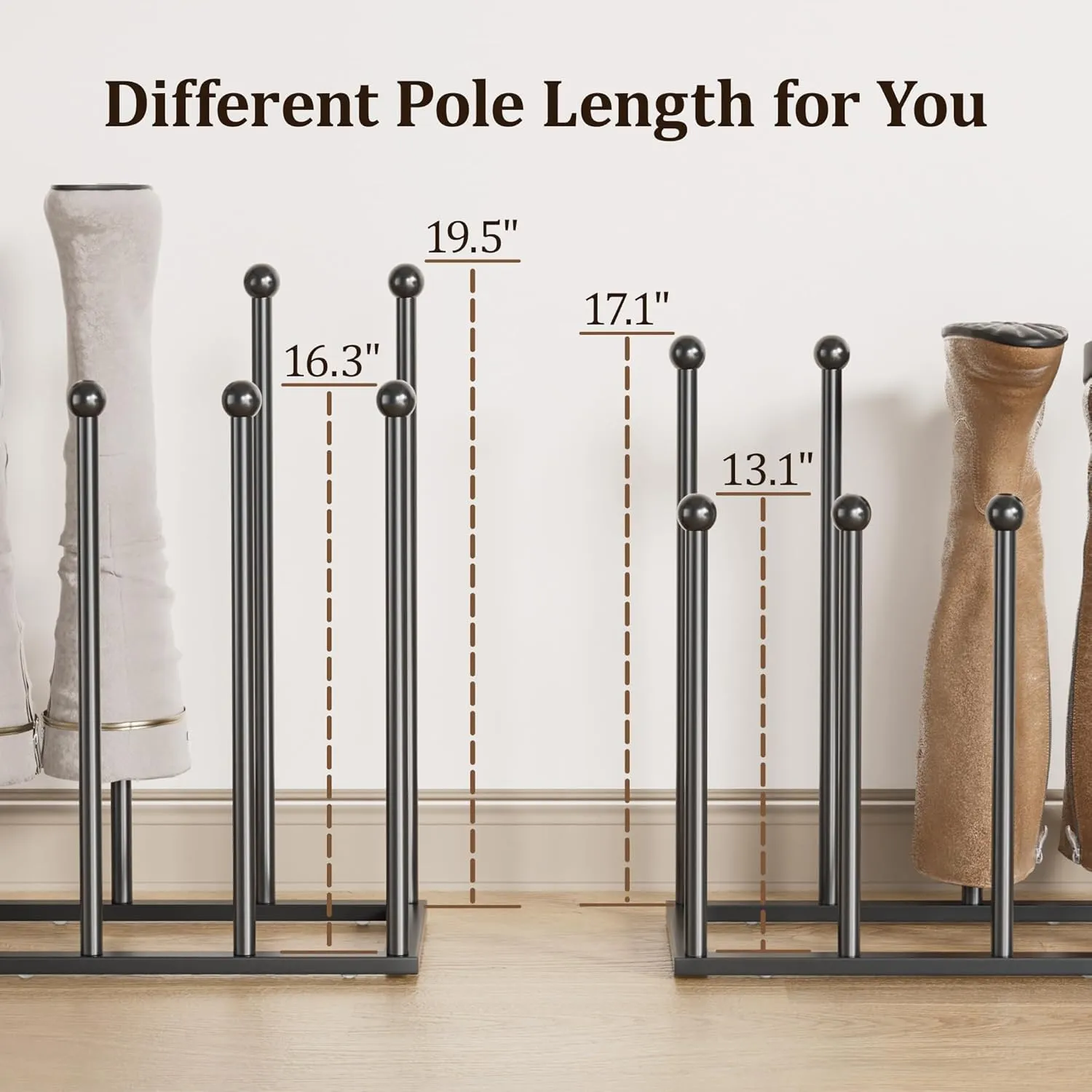 pickpiff Free Standing Shoe Racks - 19.5 Inches Boot Rack Organizer Tall Boots for 8 Pairs, Black Metal Boot Rack Organizer Tall Boots for Dorm Room, Closet, Entryway, Bedroom, Patio Outdoor, Hallway