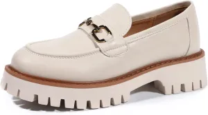 Platform Loafers for Women Chunky Heel Lug Sole Loafers Slip ons Round Toe