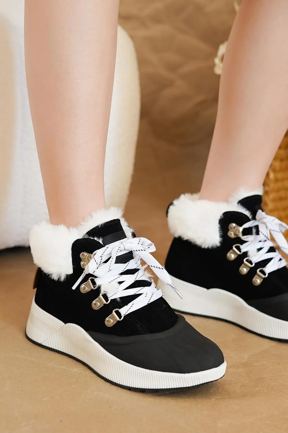 Project Cloud Waterproof Snow Boots for Women - Memory Foam Insole Non-Slip Womens Snow Boots & Winter Shoes with Shoe Lace - Lightweight Indoor Outdoor Shoes