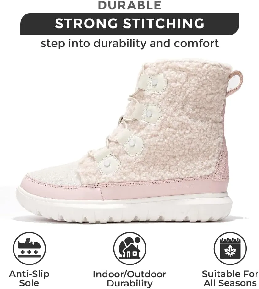 Project Cloud Womens Snow Boots - Genuine Suede Waterproof Memory Foam Insole and Non-Slip Winter Snow Boots For Women Footwear - Outdoor Shoes (Leonora)
