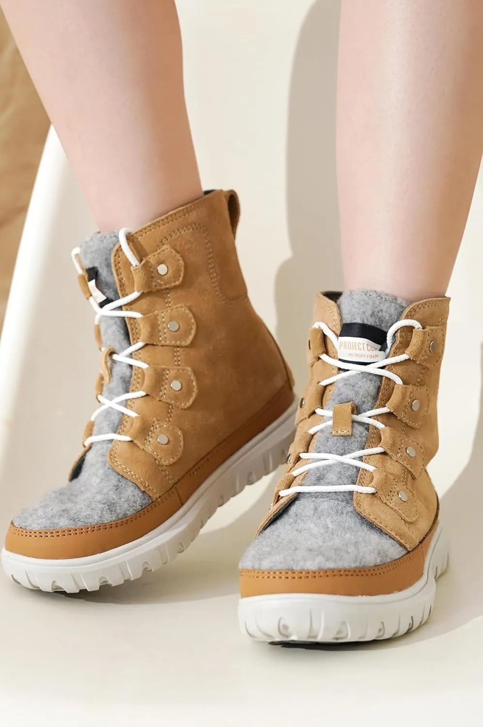 Project Cloud Womens Snow Boots - Genuine Suede Waterproof Memory Foam Insole and Non-Slip Winter Snow Boots For Women Footwear - Outdoor Shoes (Leonora)