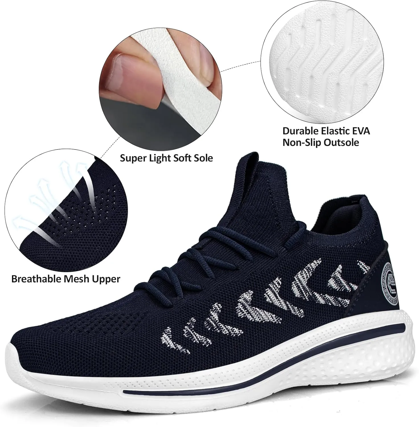 Pujcs Men Sneakers Lightweight Running Shoes for Men Slip on Walking Shoes with Breathable Mesh Comfortable Atheletic Shoes for Tennis Gym Workout