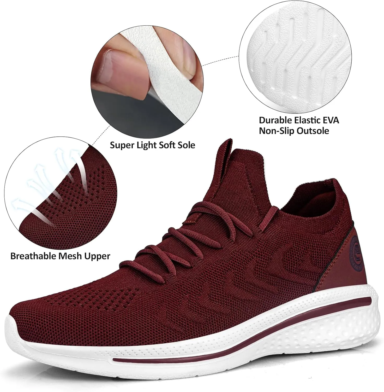 Pujcs Men Sneakers Lightweight Running Shoes for Men Slip on Walking Shoes with Breathable Mesh Comfortable Atheletic Shoes for Tennis Gym Workout