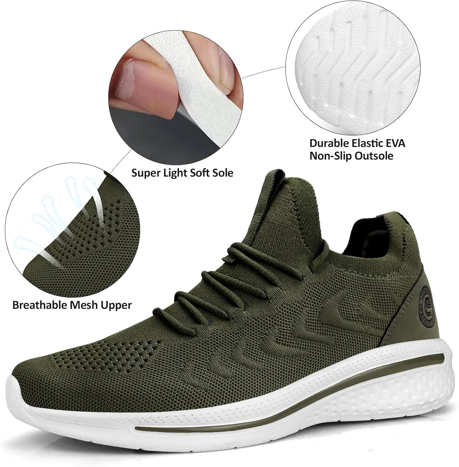 Pujcs Men Sneakers Lightweight Running Shoes for Men Slip on Walking Shoes with Breathable Mesh Comfortable Atheletic Shoes for Tennis Gym Workout