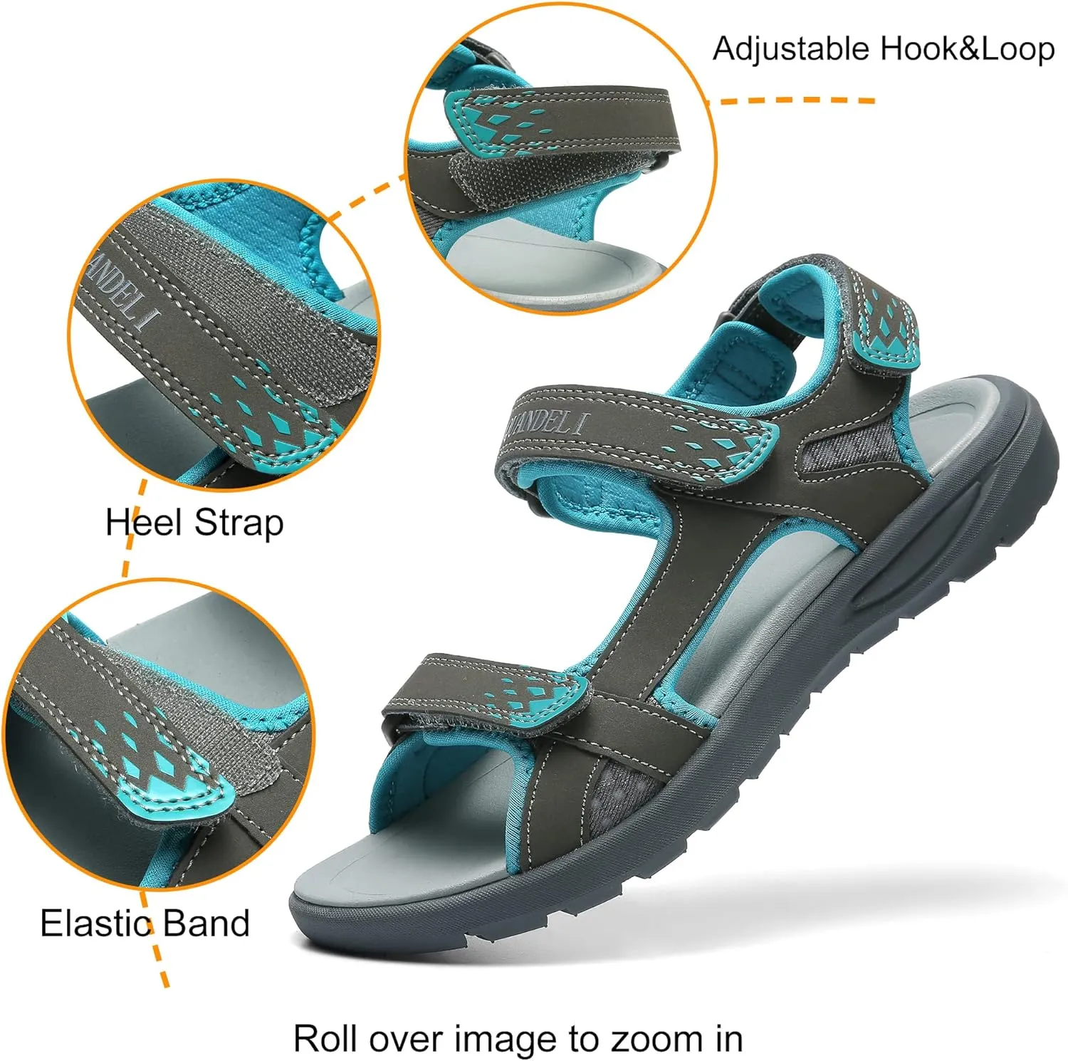 QUANDELI Women's Summer Waterproof Hiking Sandals - Comfortable, Lightweight, Open Toe Sandals for Outdoor, Beach, Travel
