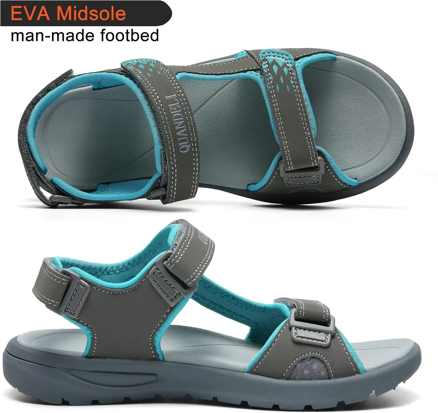 QUANDELI Women's Summer Waterproof Hiking Sandals - Comfortable, Lightweight, Open Toe Sandals for Outdoor, Beach, Travel