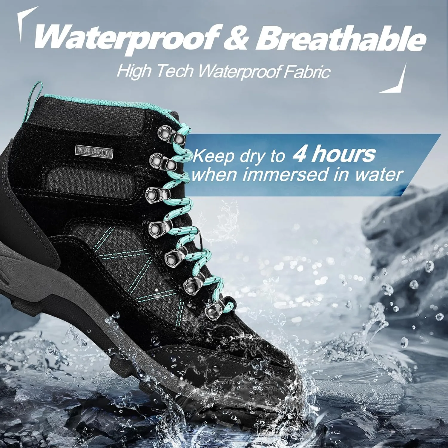 R CORD Hiking Boots Womens Waterproof Outdoor Womens Hiking Boots Trekking Camping Trail Boots