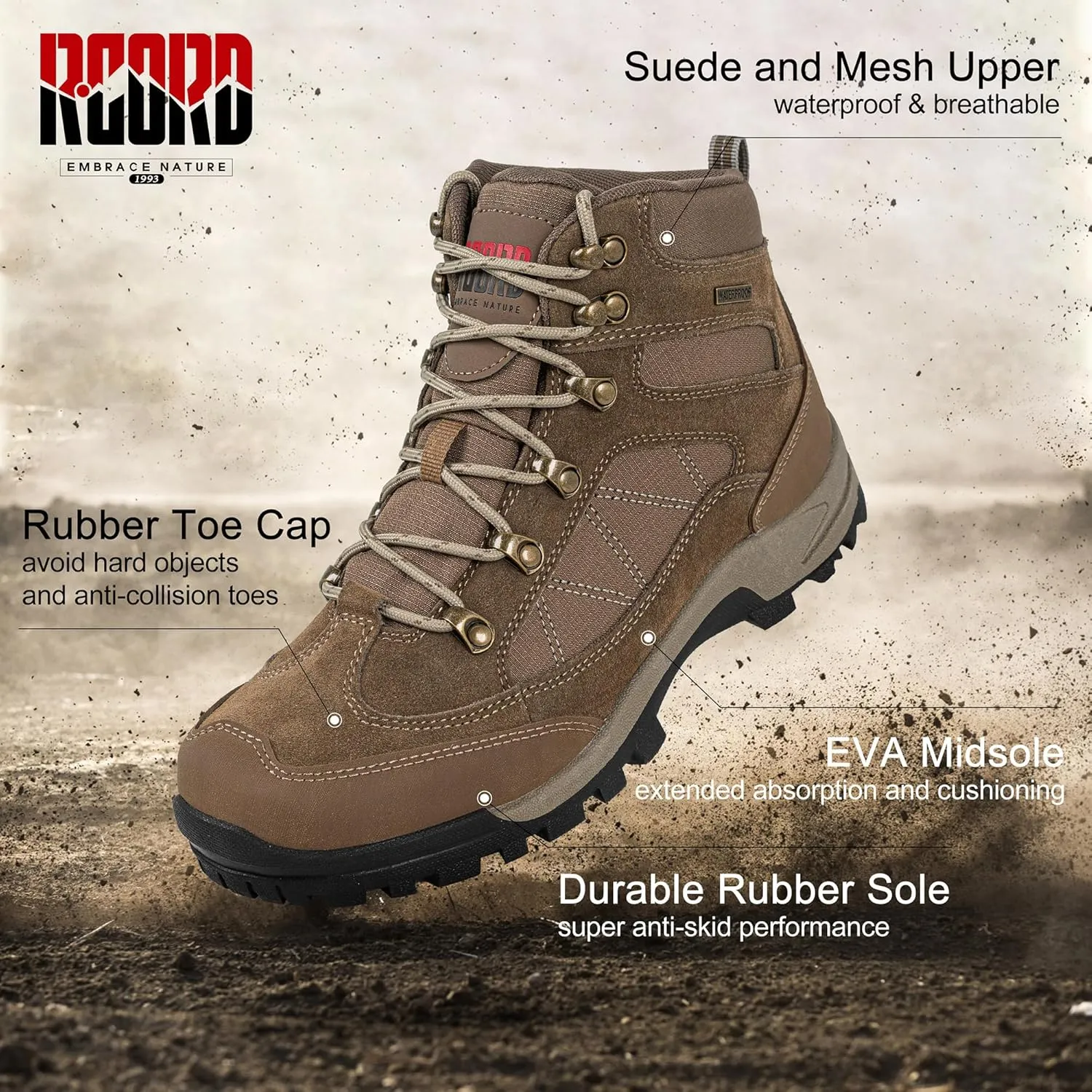 R CORD Hiking Boots Womens Waterproof Outdoor Womens Hiking Boots Trekking Camping Trail Boots