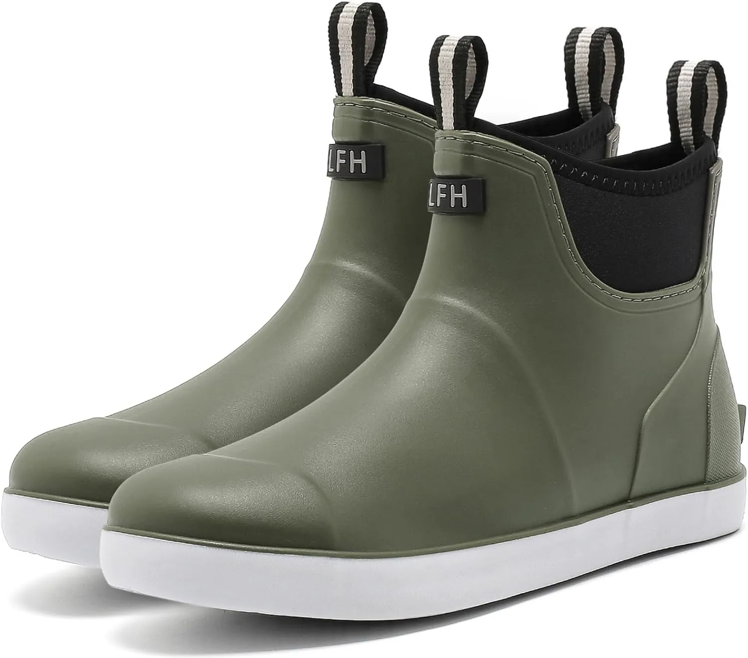 Rain Boots for Men, Waterproof Ankle Mens Deck Boots Anti-Slip Comfort Rubber Boots Chelsea Garden Shoes for Yard Fishing Outdoor Work