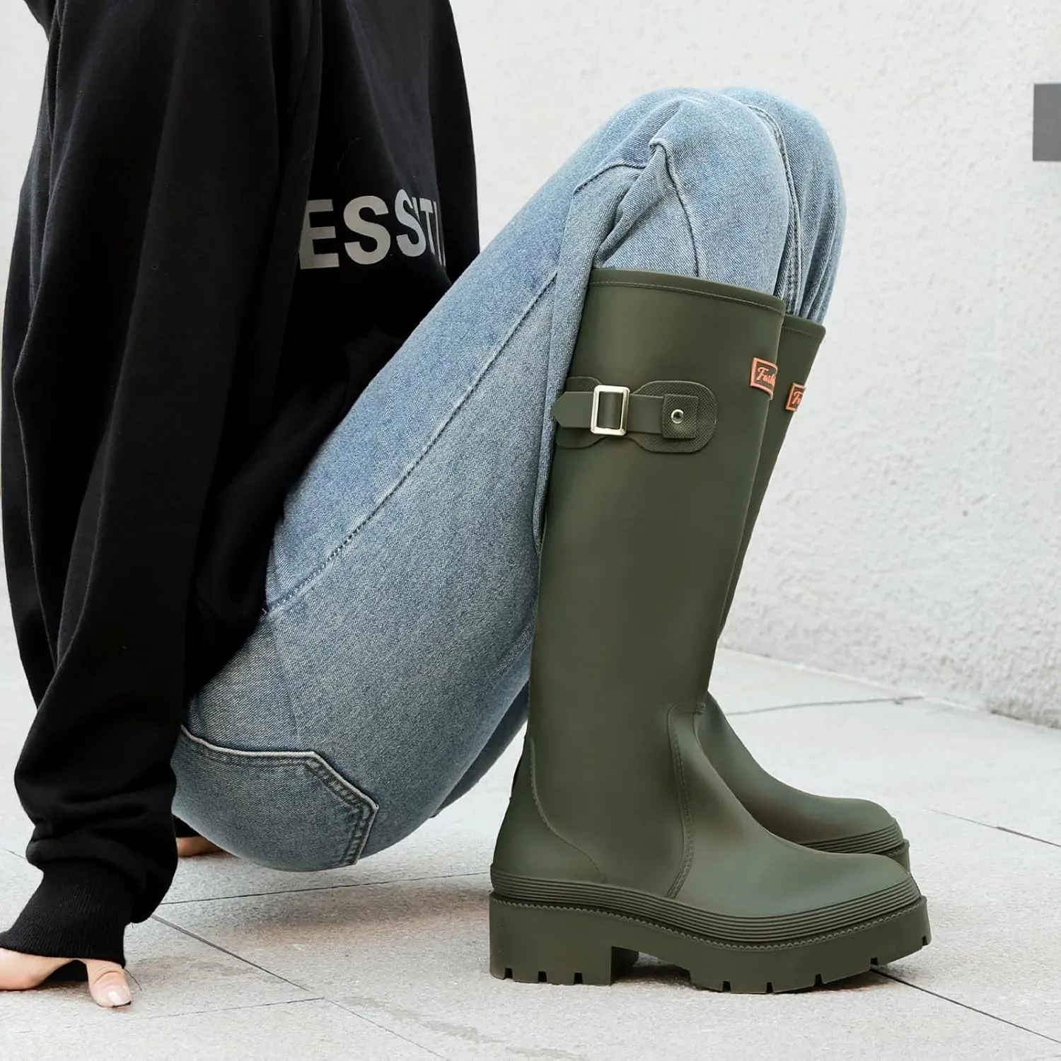 Rain Boots for Women, Anti-Slip Rubber Boots Waterproof Garden Muck Boots Durable Slip Resistant, Tall Water Shoes Comfort Fishing Boot Knee High Work