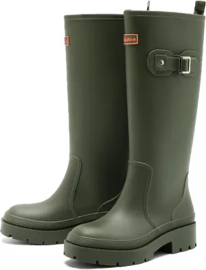 Rain Boots for Women, Anti-Slip Rubber Boots Waterproof Garden Muck Boots Durable Slip Resistant, Tall Water Shoes Comfort Fishing Boot Knee High Work