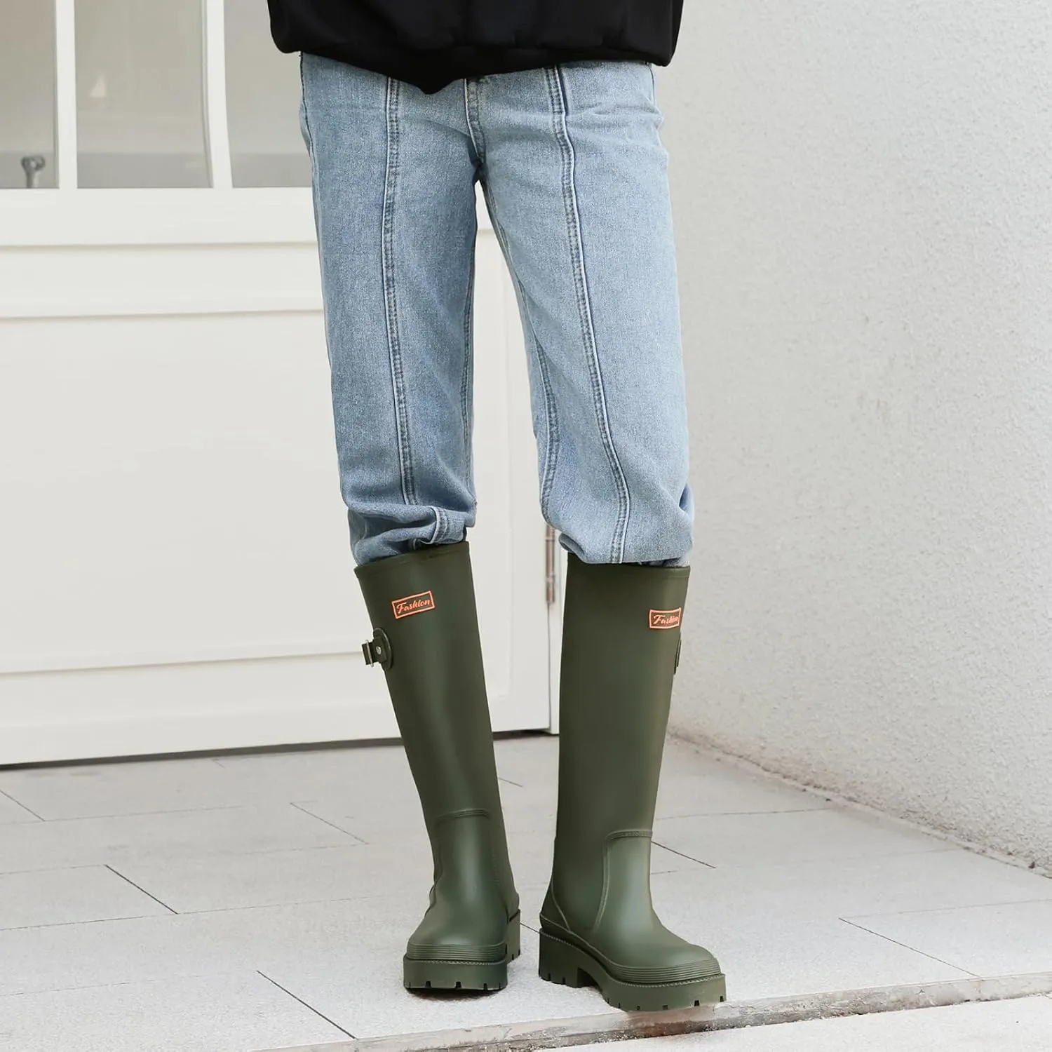 Rain Boots for Women, Anti-Slip Rubber Boots Waterproof Garden Muck Boots Durable Slip Resistant, Tall Water Shoes Comfort Fishing Boot Knee High Work