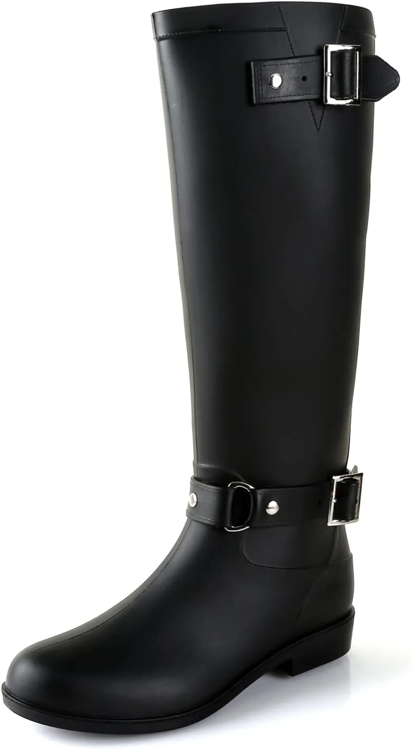 Rain Boots for Women, Waterproof Knee-high Rubber Boots, Comfortable Lightweight Garden Boots Keep Warm Work Tall Fishing Boots for Outdoor