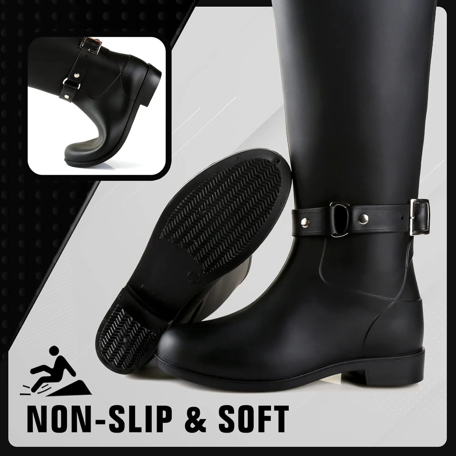 Rain Boots for Women, Waterproof Knee-high Rubber Boots, Comfortable Lightweight Garden Boots Keep Warm Work Tall Fishing Boots for Outdoor