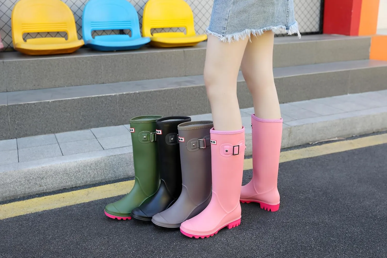 Rain Boots for Women, Waterproof Knee-high Rubber Boots, Comfortable Lightweight Garden Boots Keep Warm Work Tall Fishing Boots for Outdoor