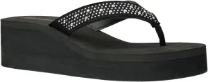REDVOLUTION New Women's Rhinestone Sandals Platform T-Strap Jewel Sandals High Wedge Flip Flops